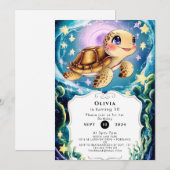 Invitation Anniversaire de la tortue sous-marine de Boho colo (Devant / Derrière)
