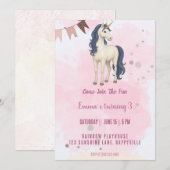Invitation Anniversaire de la Unicorne - Fête des  (Devant / Derrière)