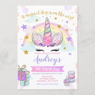 Invitation Anniversaire de la Unicorne - Magique -