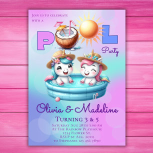 Invitation Anniversaire de la Unicorne Soeurs frèr