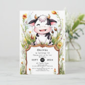 Invitation Anniversaire de la vache de Boho Pastel (Debout devant)