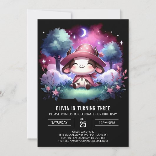 Invitation Anniversaire de la vache-enfant moderne (Devant)