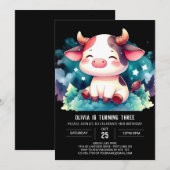 Invitation Anniversaire de la vache modifiable de la ferme (Devant / Derrière)