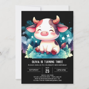 Invitation Anniversaire de la vache modifiable de la ferme