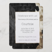 Invitation Anniversaire de la vache noire Champagne Gold (Devant / Derrière)