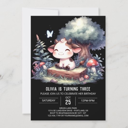 Invitation Anniversaire de la vache numérique enchantée (Devant)