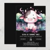 Invitation Anniversaire de la vache numérique Pastel (Devant / Derrière)
