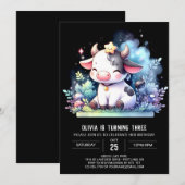 Invitation Anniversaire de la vache personnalisée rustique (Devant / Derrière)