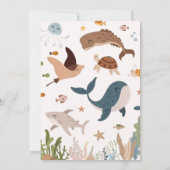 Invitation Anniversaire de la Vie Marine Tortue Requin Balein (Dos)