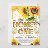 Invitation Anniversaire de l'abeille de miel Tournesol premie (Devant)