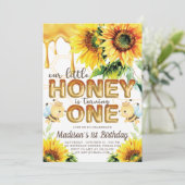 Invitation Anniversaire de l'abeille de miel Tournesol premie (Debout devant)