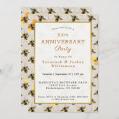 Invitation Anniversaire de l'abeille Gold Honeycomb (Devant / Derrière)
