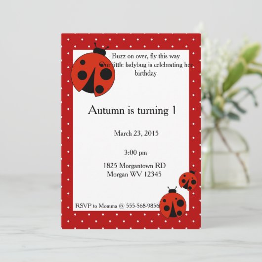Invitation Anniversaire de Lady Bug (Debout devant)