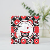 Invitation Anniversaire de Lady Bug Cupcake (Debout devant)