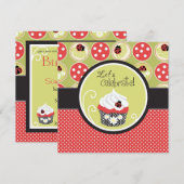 Invitation Anniversaire de Lady Bug et Cupcake (Devant / Derrière)