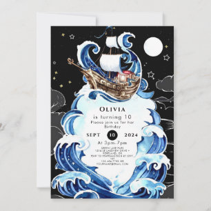 Invitation Anniversaire de l'Ahoy Pirate Waves Simple