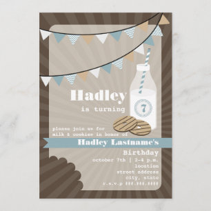 Invitation Anniversaire de lait et de biscuits - fondant