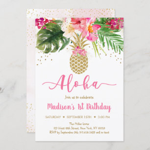 Invitation Anniversaire de l'Aloha Floral Pineappa Rose