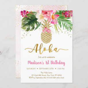 Invitation Anniversaire de l'Aloha Floral Pineappa Rose