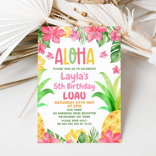 Invitation Anniversaire de l'Aloha Luau