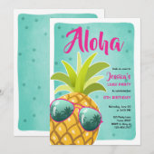 Invitation Anniversaire de l'Aloha Luau Hawaii tropical (Devant / Derrière)