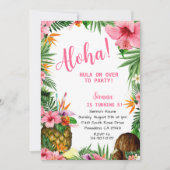 Invitation Anniversaire de l'Aloha rose, Hawaiian Luau Tropic (Devant)