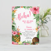 Invitation Anniversaire de l'Aloha rose, Hawaiian Luau Tropic (Debout devant)