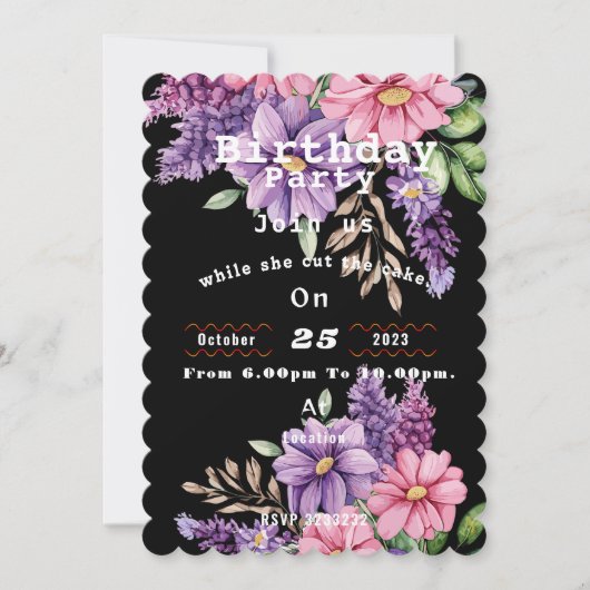 Invitation anniversaire de l'amoureux des fleurs (Devant)