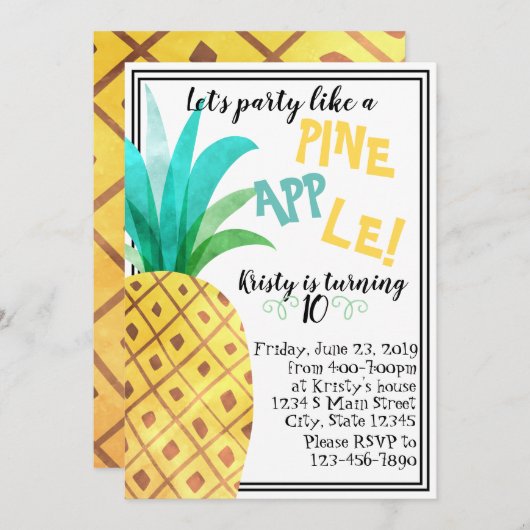 Invitation Anniversaire de l'ananas (Devant / Derrière)