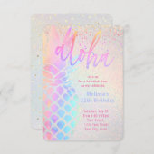 Invitation anniversaire de l'ananas coloré luau (Devant / Derrière)