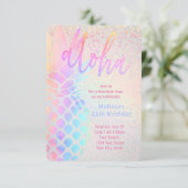 Invitation anniversaire de l'ananas coloré luau (Debout devant)