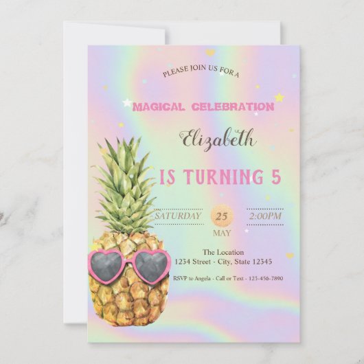 Invitation Anniversaire de l'ananas cool (Devant)