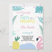 Invitation Anniversaire de l'ananas et du Flamant rose Invita (Devant)