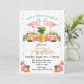 Invitation Anniversaire de l'ananas Flamant rose et de la flo (Debout devant)