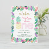 Invitation Anniversaire de l'ananas Floral Rose Gold (Debout devant)