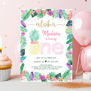 Invitation Anniversaire de l'ananas Floral Rose Gold
