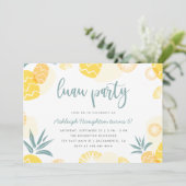 Invitation Anniversaire de l'ananas jaune mignon Luau (Debout devant)