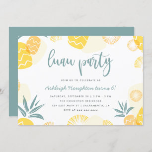 Invitation Anniversaire de l'ananas jaune mignon Luau