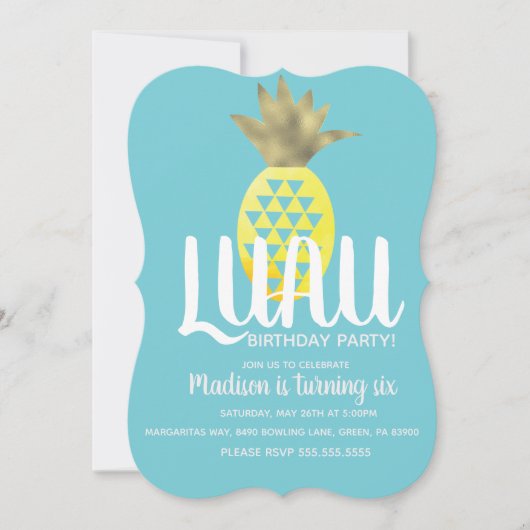Invitation Anniversaire de l'ananas Luau (Devant)
