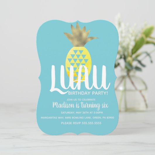 Invitation Anniversaire de l'ananas Luau (Debout devant)