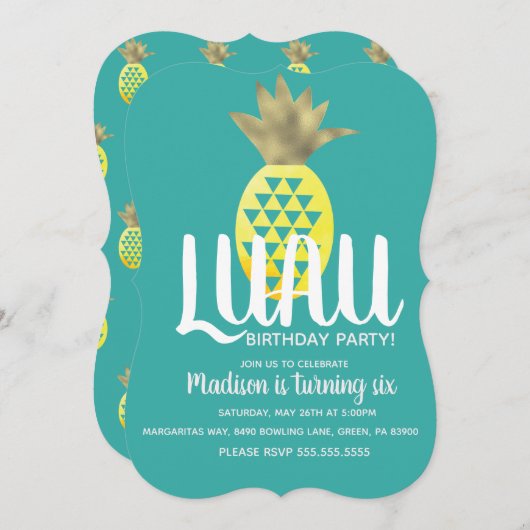 Invitation Anniversaire de l'ananas LUAU (Devant / Derrière)