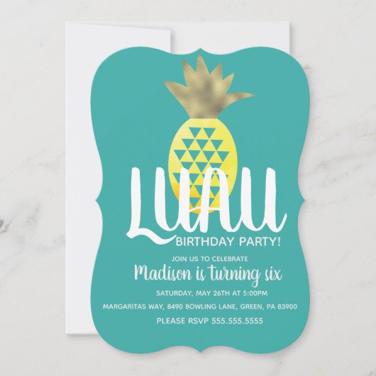 Invitation Anniversaire de l'ananas LUAU (Devant)