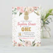 Invitation Anniversaire de l'ananas rose et or Luau (Debout devant)