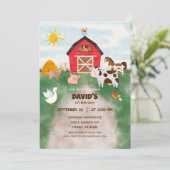 Invitation Anniversaire de l'animal de ferme Watercolor (Debout devant)