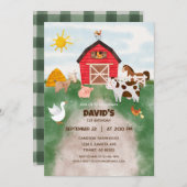 Invitation Anniversaire de l'animal de ferme Watercolor (Devant / Derrière)