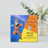 Invitation Anniversaire de l'Anime jaune bleu orange Ninja (Debout devant)