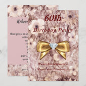 Invitation Anniversaire de l'Anniversaire de Rose Rose Gold D (Devant / Derrière)