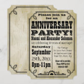 Invitation Anniversaire de l'Anniversaire du Pays Vintage Inv (Devant / Derrière)