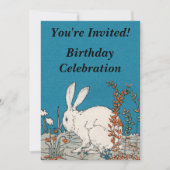Invitation Anniversaire de lapin blanc Vintage (Devant)