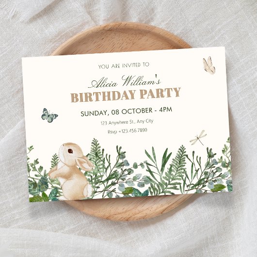 Invitation Anniversaire de lapin de jardin